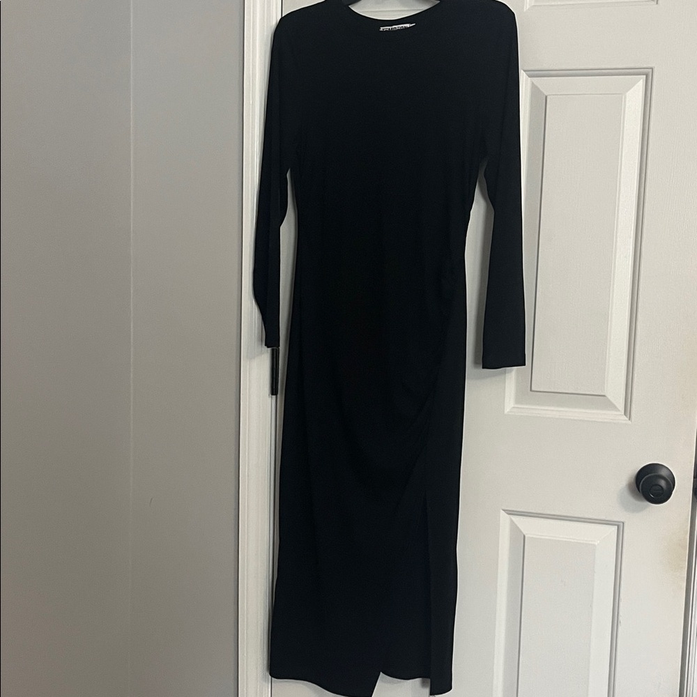 Temofon Long Sleeve Ruched Midi Dress